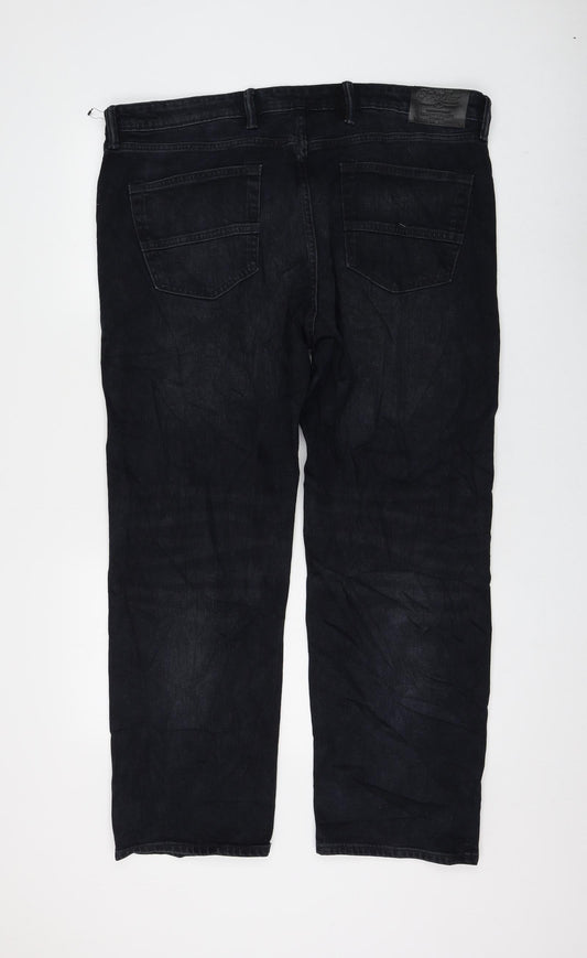 Marks and Spencer Womens Black Cotton Straight Jeans Size 40 in L29 in Regular Zip