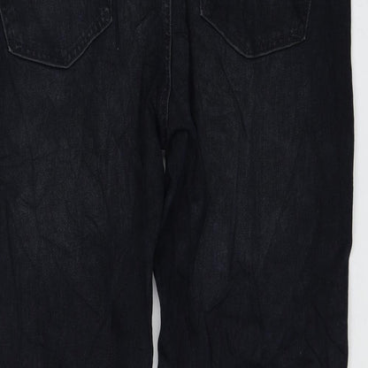 Marks and Spencer Womens Black Cotton Straight Jeans Size 40 in L29 in Regular Zip
