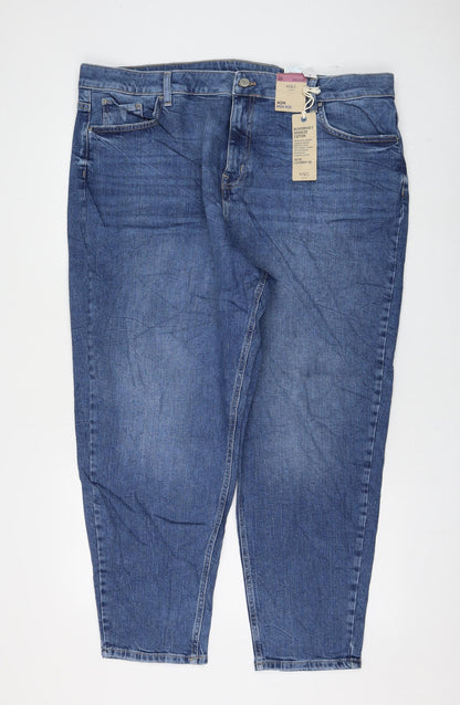 Womens UK Size 22 Marks and Spencer Regular Fit Mom Blue Jeans