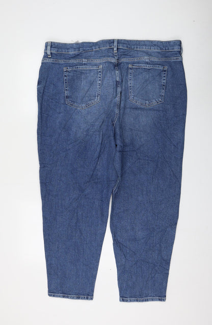 Womens UK Size 22 Marks and Spencer Regular Fit Mom Blue Jeans