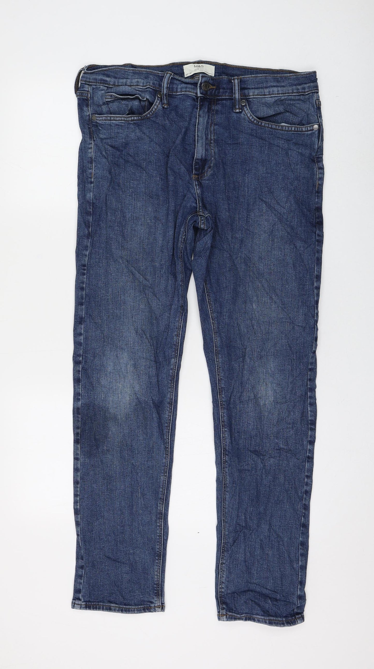 Womens UK Size 32 in Marks and Spencer Regular Fit Straight Blue Jeans