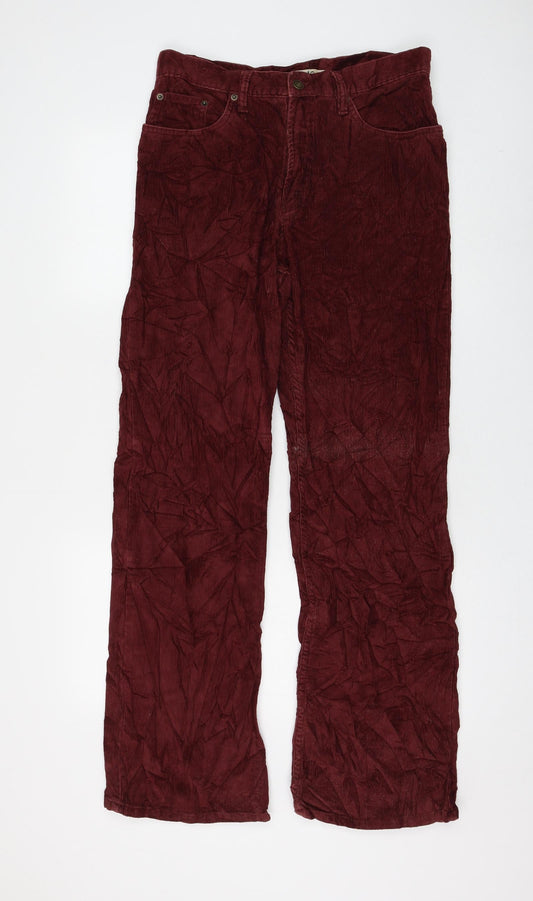 Moto Womens Red Cotton Trousers Size 32 in L30 in Regular Zip