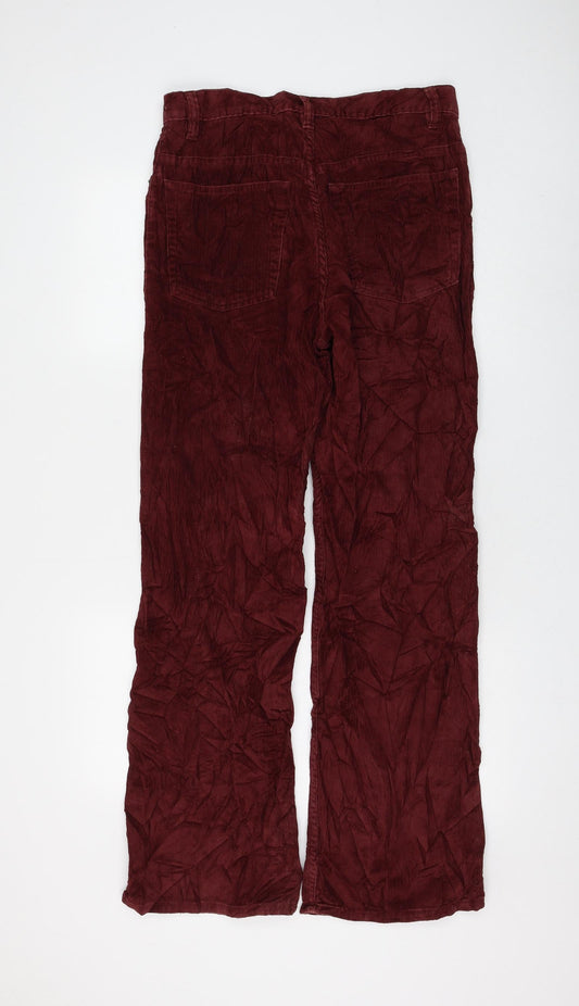 Moto Womens Red Cotton Trousers Size 32 in L30 in Regular Zip