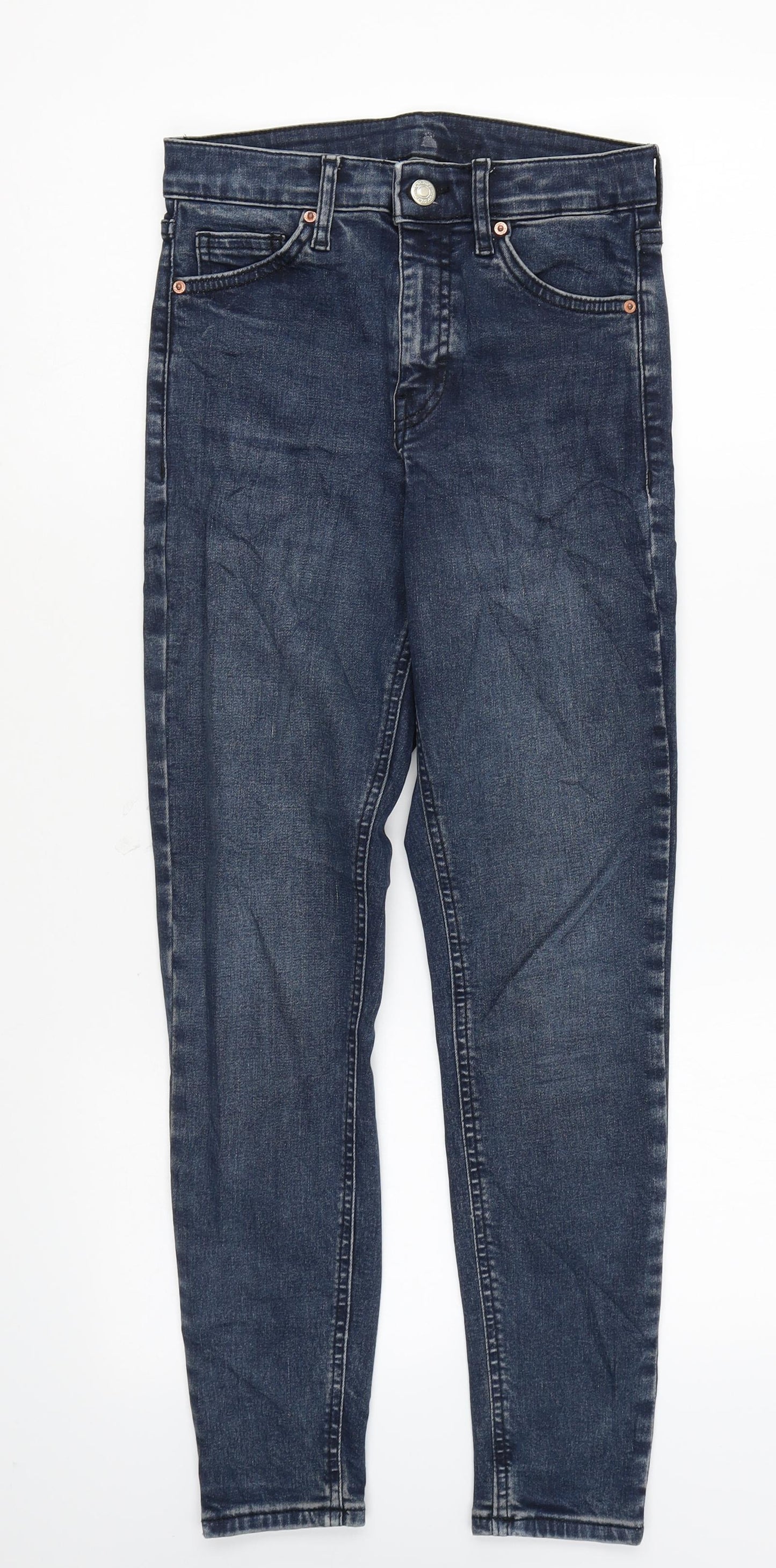 Topshop Womens Blue Cotton Skinny Jeans Size 25 in L30 in Regular Zip