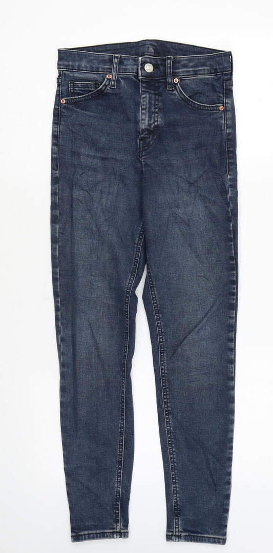 Topshop Womens Blue Cotton Skinny Jeans Size 25 in L30 in Regular Zip