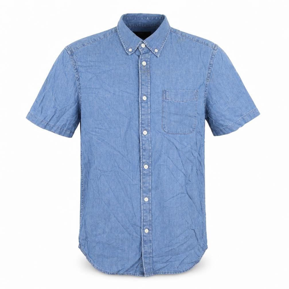 Mens UK Size S Marks and Spencer Blue  Button-Up Short Sleeve Casual Shirt