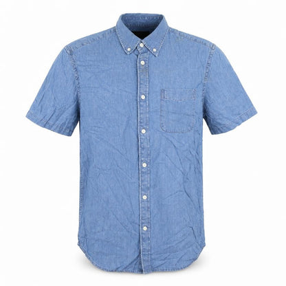 Mens UK Size S Marks and Spencer Blue  Button-Up Short Sleeve Casual Shirt