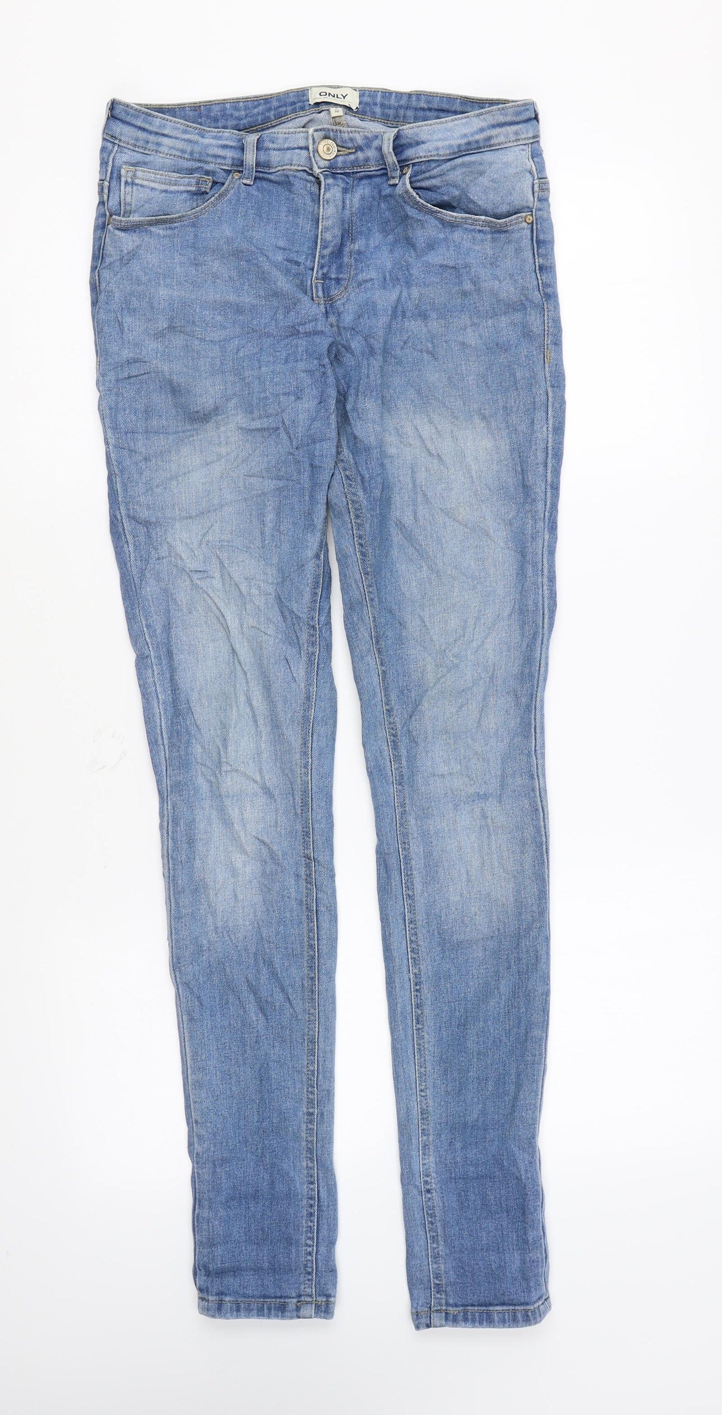 Only Womens Blue Cotton Skinny Jeans Size S L30 in Regular Zip