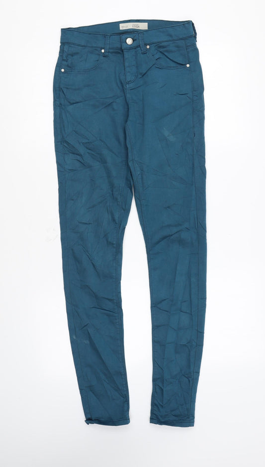 Topshop Womens Blue Cotton Skinny Jeans Size 26 in L32 in Regular Button