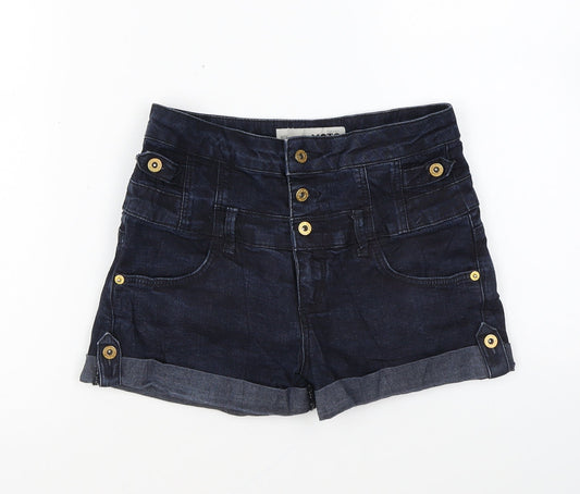 Topshop Womens Blue Cotton Hot Pants Shorts Size 26 in L4 in Regular Button