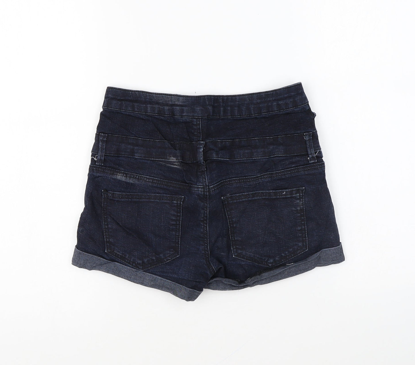 Topshop Womens Blue Cotton Hot Pants Shorts Size 26 in L4 in Regular Button