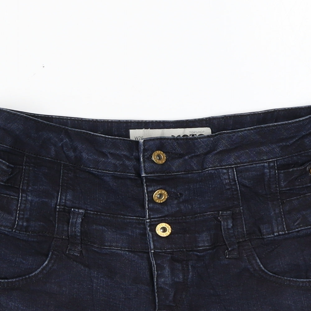 Topshop Womens Blue Cotton Hot Pants Shorts Size 26 in L4 in Regular Button