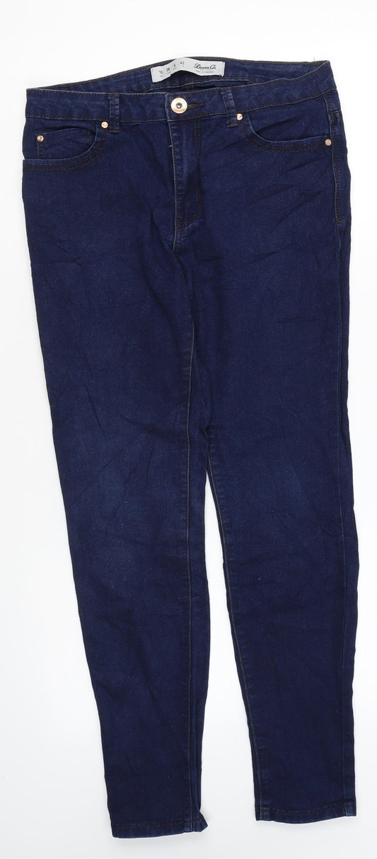 Denim & Co. Womens Blue Cotton Skinny Jeans Size 10 L26 in Regular Zip