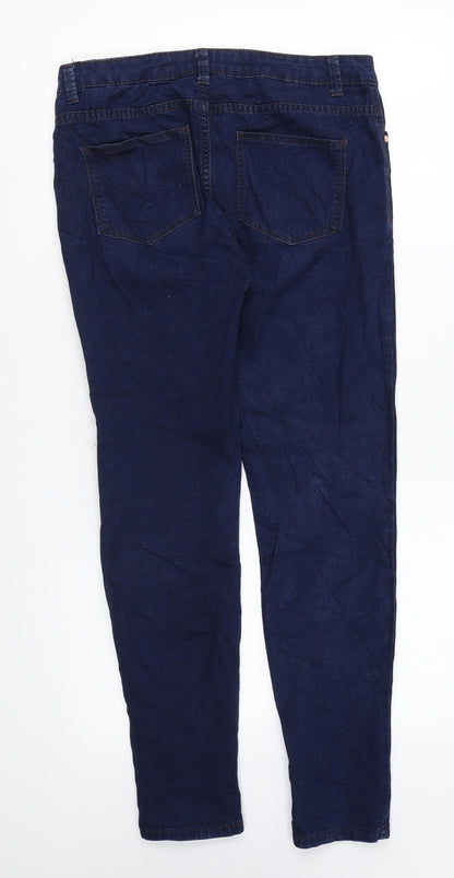 Denim & Co. Womens Blue Cotton Skinny Jeans Size 10 L26 in Regular Zip
