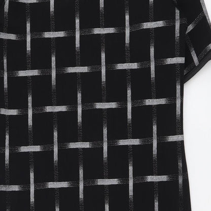 New Look Womens Black Check Polyester Sheath Size 10 Round Neck Pullover