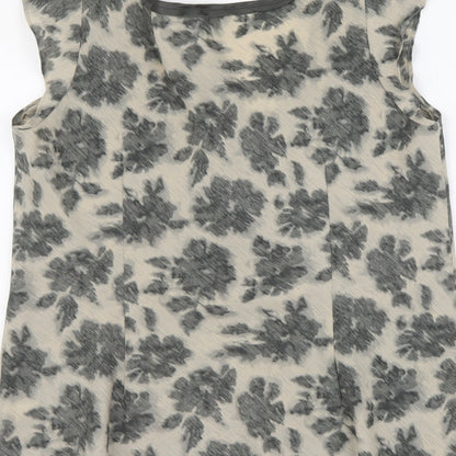 Papaya Womens Beige Floral Polyester Basic Blouse Size 10 Scoop Neck