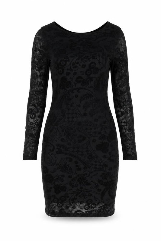 Boohoo Womens Black Polyester Bodycon Size 8 Round Neck Pullover