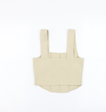 Primark Womens Beige Polyester Cropped Tank Size S Square Neck