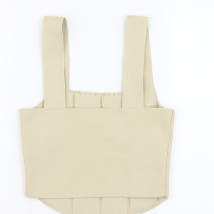 Primark Womens Beige Polyester Cropped Tank Size S Square Neck