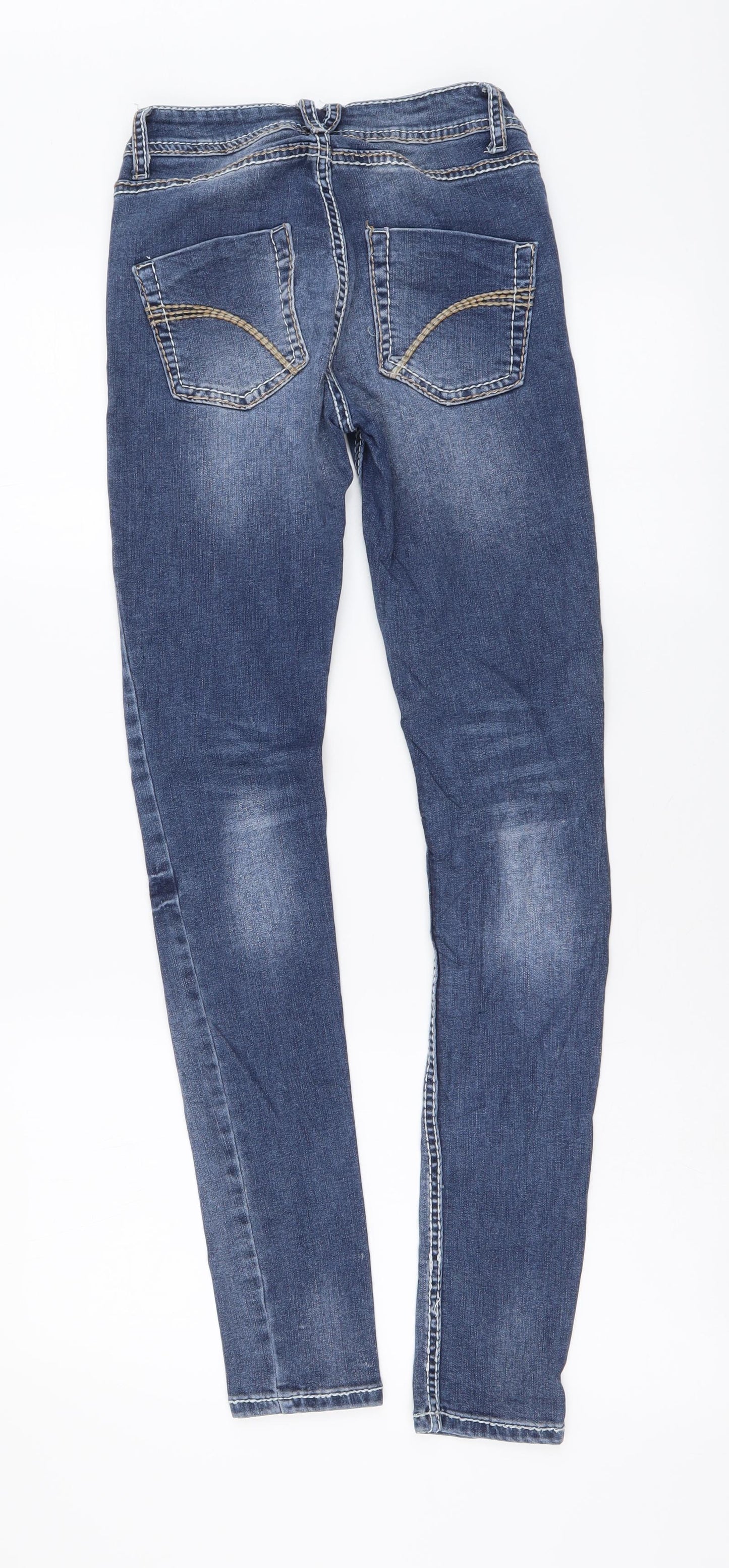 Amco Denim Womens Blue Cotton Skinny Jeans Size 8 L29 in Regular Button
