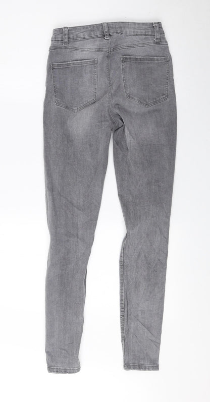 Denim & Co. Womens Grey Cotton Skinny Jeans Size 8 L26.5 in Regular Zip