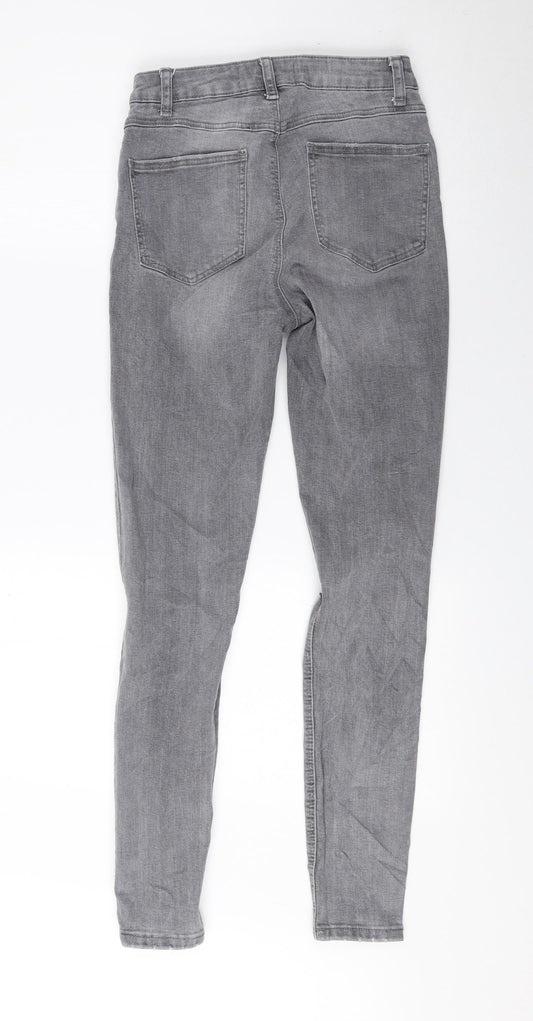 Denim & Co. Womens Grey Cotton Skinny Jeans Size 8 L26.5 in Regular Zip