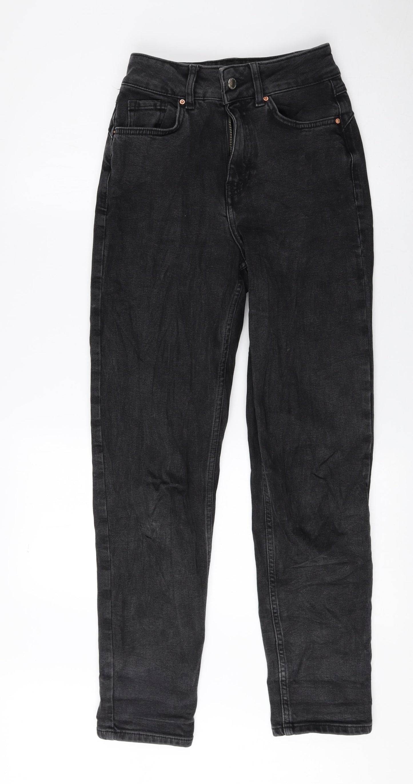 Denim & Co. Womens Black Cotton Tapered Jeans Size 6 L27 in Regular Zip
