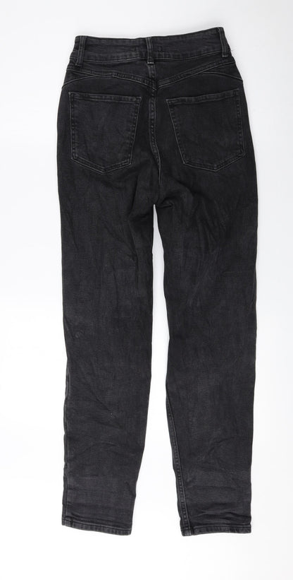 Denim & Co. Womens Black Cotton Tapered Jeans Size 6 L27 in Regular Zip