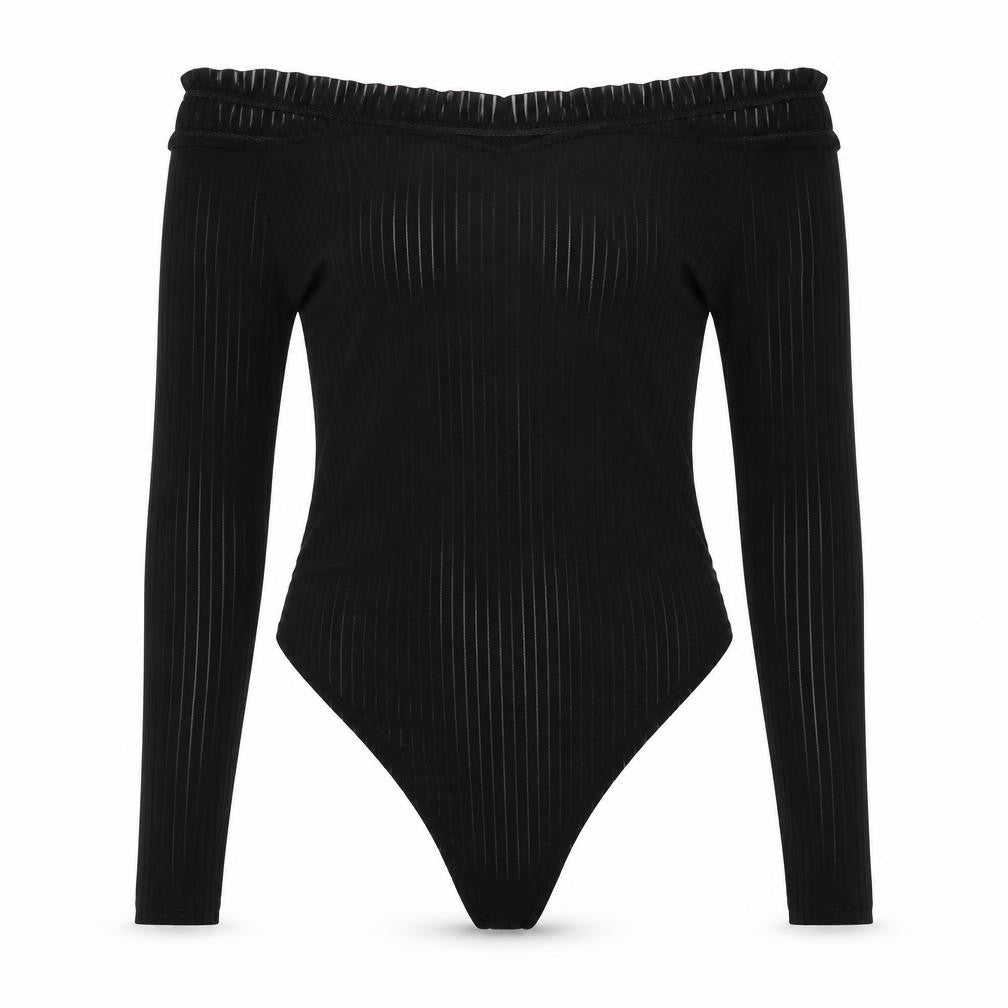 Womens UK Size 12 PRETTYLITTLETHING One-Piece Black Bodysuit