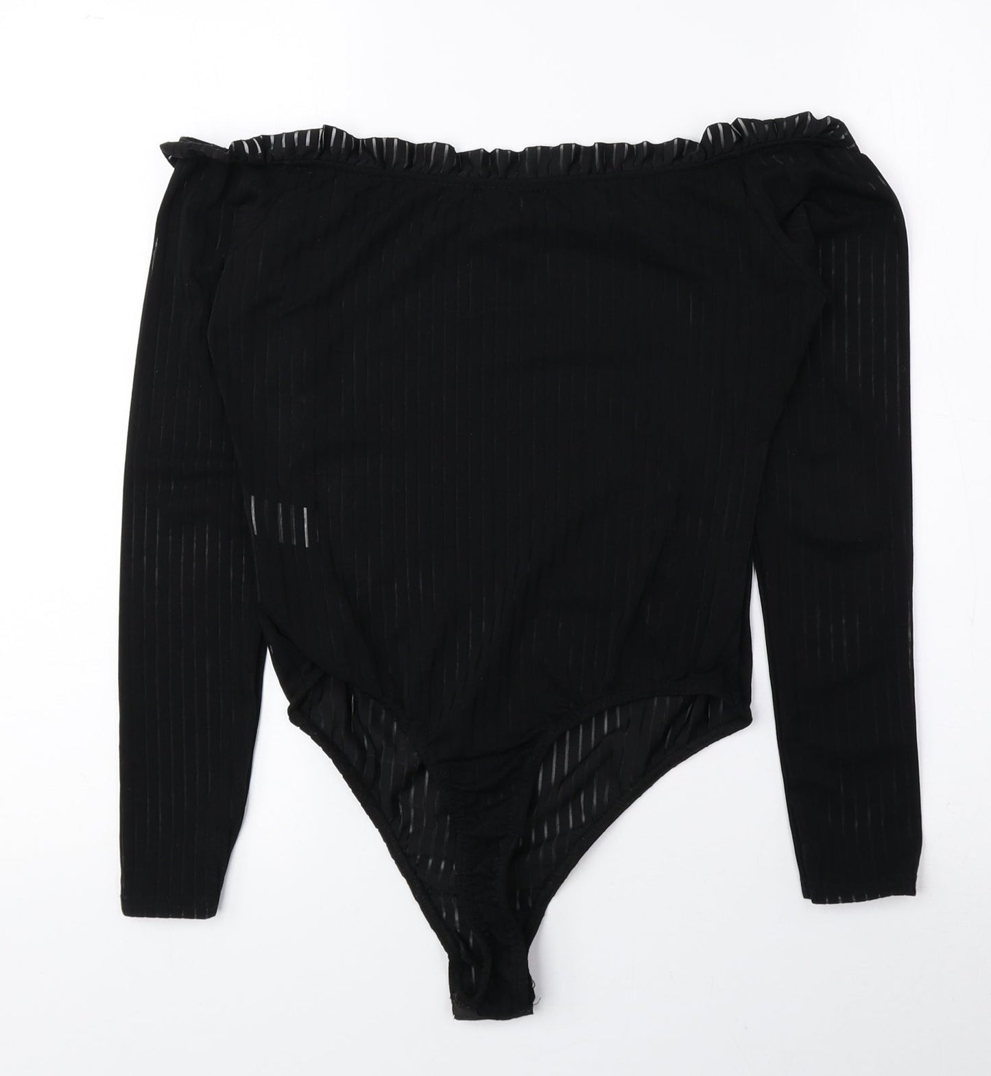 PRETTYLITTLETHING Womens Black Polyester Bodysuit One-Piece Size 12 Snap