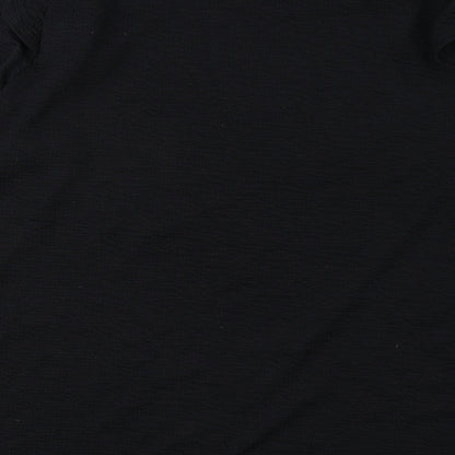 Nutmeg Womens Black Polyester Basic Blouse Size 14 Round Neck