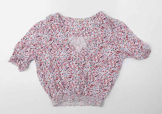 Jack Wills Womens Multicoloured Floral Viscose Basic Blouse Size 4 V-Neck