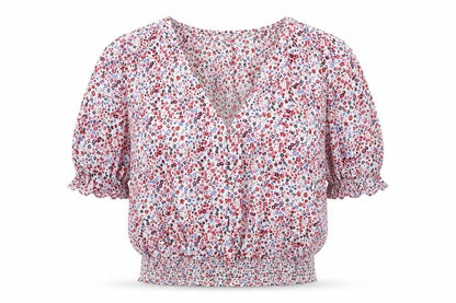 Jack Wills Womens Multicoloured Floral Viscose Basic Blouse Size 4 V-Neck