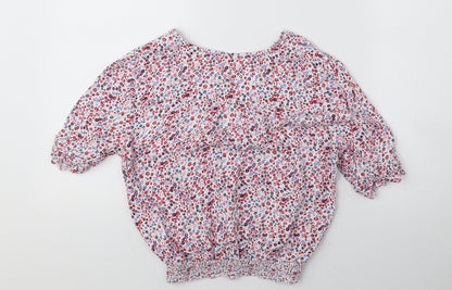 Jack Wills Womens Multicoloured Floral Viscose Basic Blouse Size 4 V-Neck