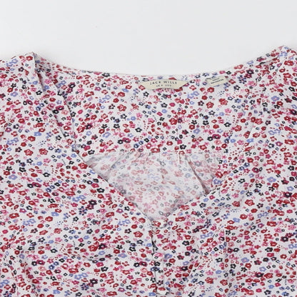 Jack Wills Womens Multicoloured Floral Viscose Basic Blouse Size 4 V-Neck