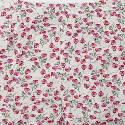 Topshop Womens White Floral 100% Cotton Hot Pants Shorts Size 6 Regular Zip