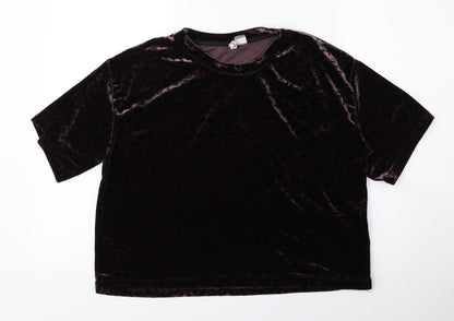 Womens UK Size M Divided by H&M Brown Basic T-Shirt