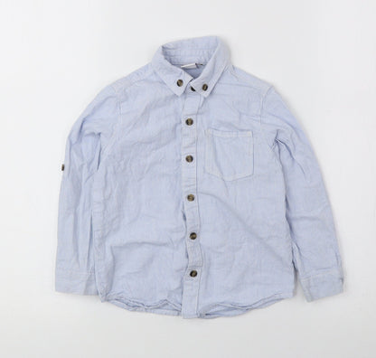Mini Club Boys Blue Striped 100% Cotton Basic Button-Up Size 2-3 Years Collared Button