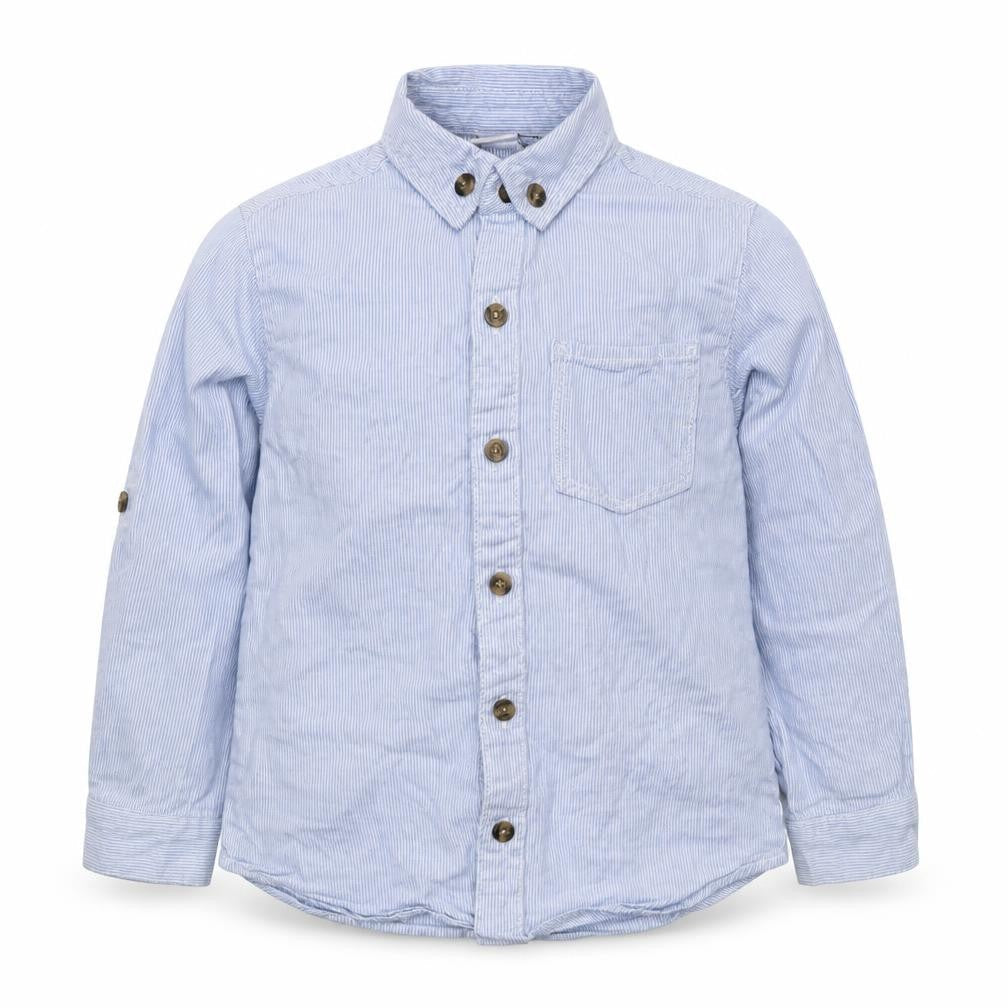 Mini Club Boys Blue Striped 100% Cotton Basic Button-Up Size 2-3 Years Collared Button