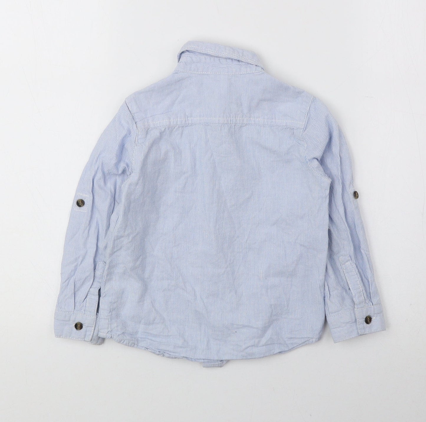 Mini Club Boys Blue Striped 100% Cotton Basic Button-Up Size 2-3 Years Collared Button