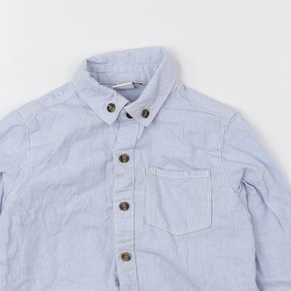 Mini Club Boys Blue Striped 100% Cotton Basic Button-Up Size 2-3 Years Collared Button