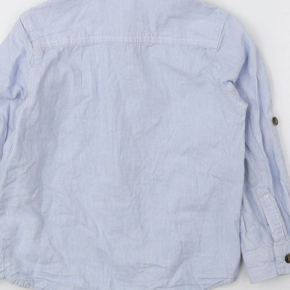 Mini Club Boys Blue Striped 100% Cotton Basic Button-Up Size 2-3 Years Collared Button