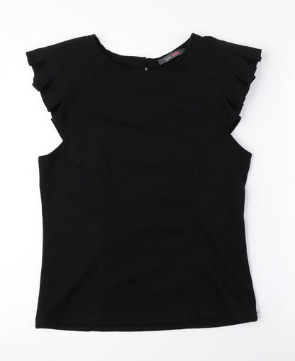 Womens UK Size 12 Love Label Black Basic Blouse