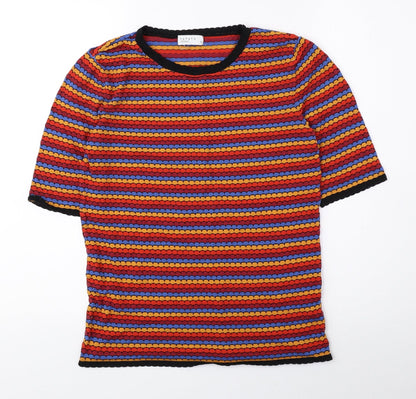 Papaya Womens Multicoloured Geometric Polyamide Basic Blouse Size 10 Round Neck