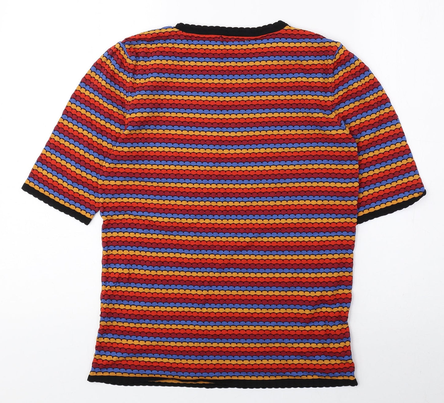 Papaya Womens Multicoloured Geometric Polyamide Basic Blouse Size 10 Round Neck