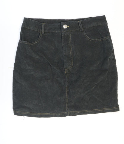 Missguided Womens Grey Cotton Mini Skirt Size 10 Zip