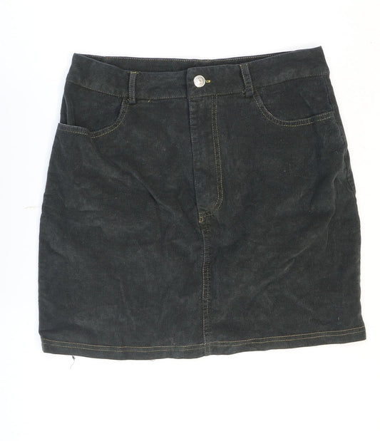 Missguided Womens Grey Cotton Mini Skirt Size 10 Zip