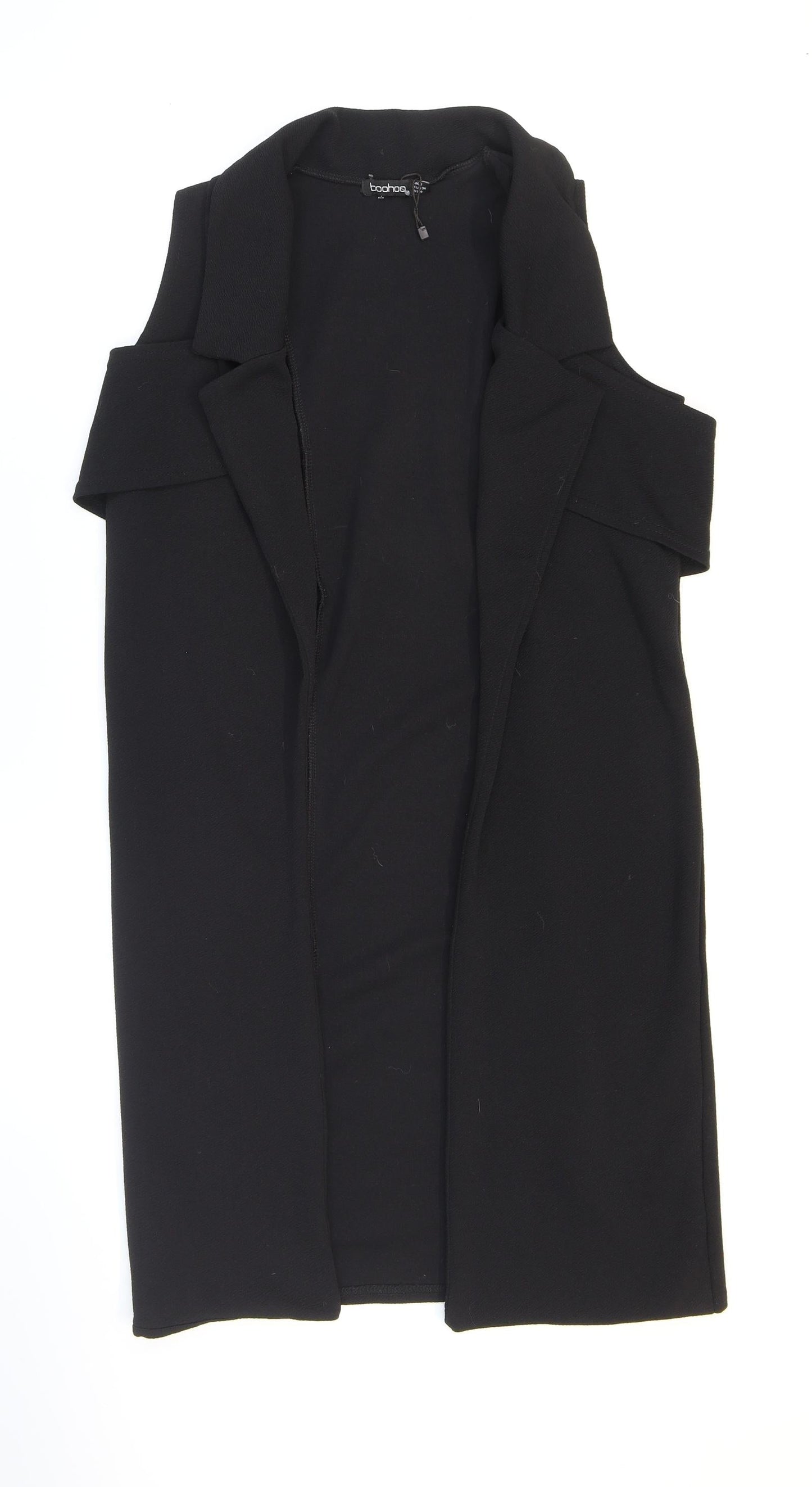 Boohoo Womens Black Polyester Kimono Blouse Size 8 V-Neck - Collared