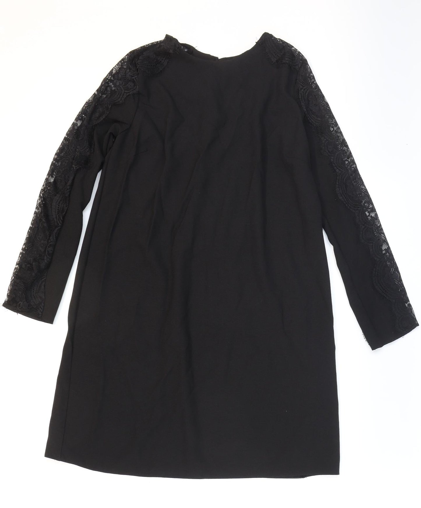 Primark Womens Black Polyester Shift Size 10 Round Neck Pullover - Lace Detail