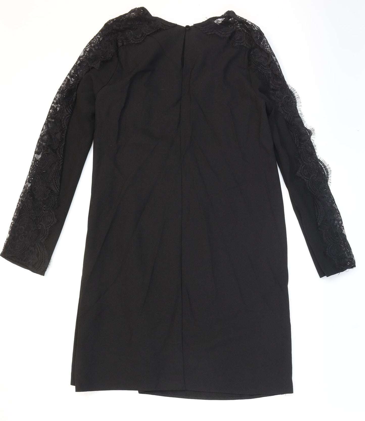 Primark Womens Black Polyester Shift Size 10 Round Neck Pullover - Lace Detail